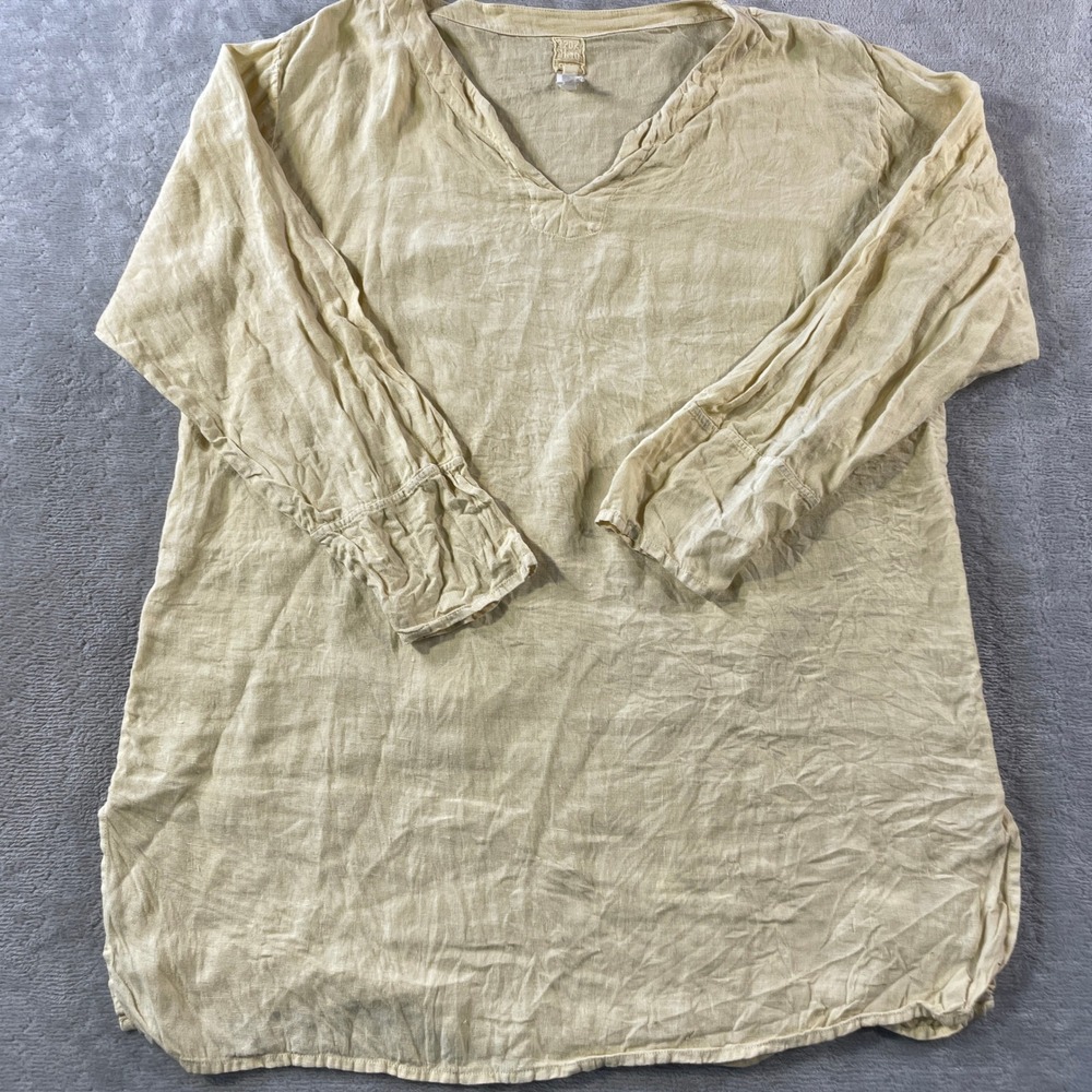 120% Lino Top Tunic Blouse Womens Medium Summer Resort Beach‎ Vacation Light